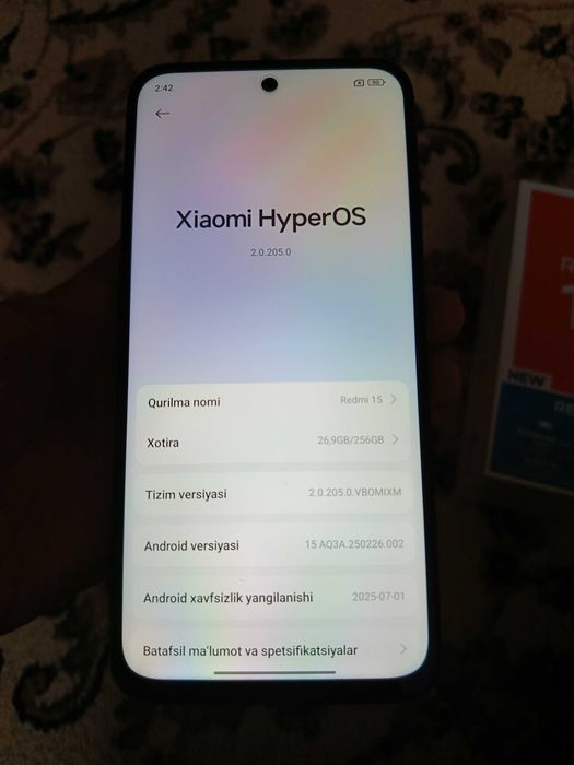 продам Redmi 15 qora rang 8/256g