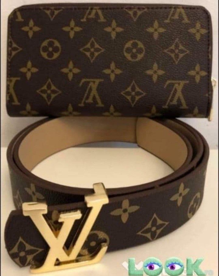 Set Louis Vuitton, curea unisex+portofel ,logo imprimat, saculet inclu