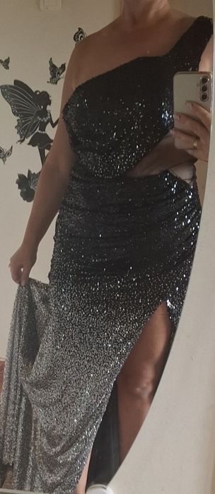 Дълга официална рокля с паети размер 38 М