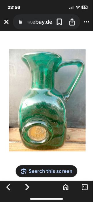 Антикварна винтидж ваза ръчна изработка духано стъкло цвят едноцветна