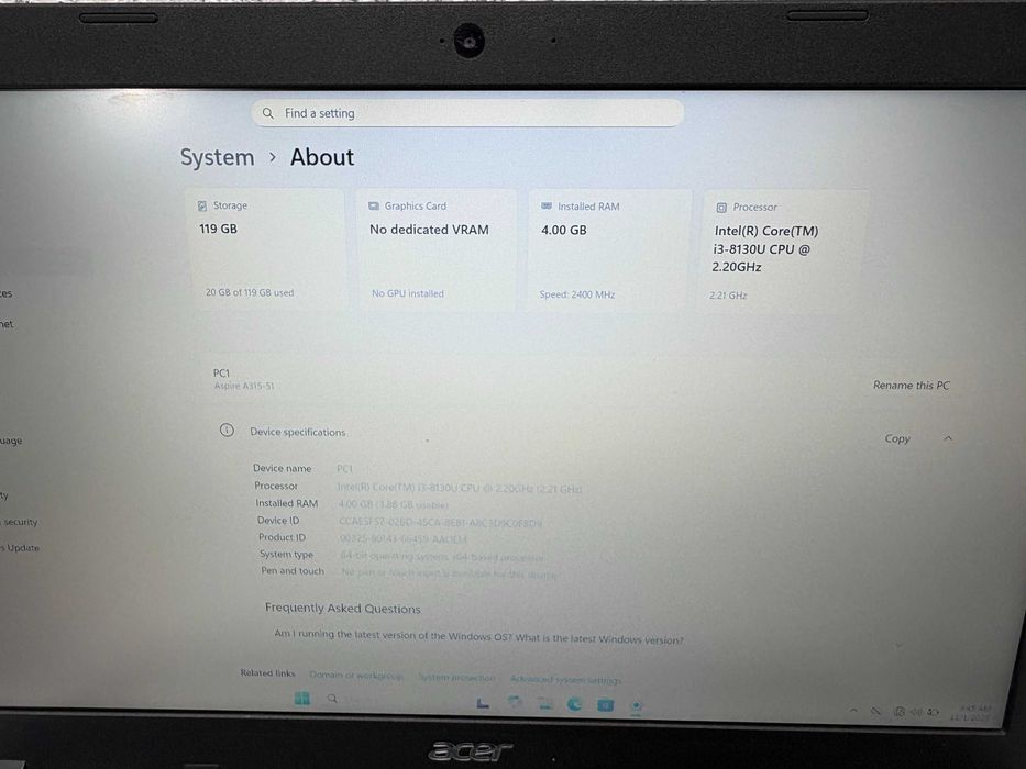 Лаптоп - Acer Aspire 3