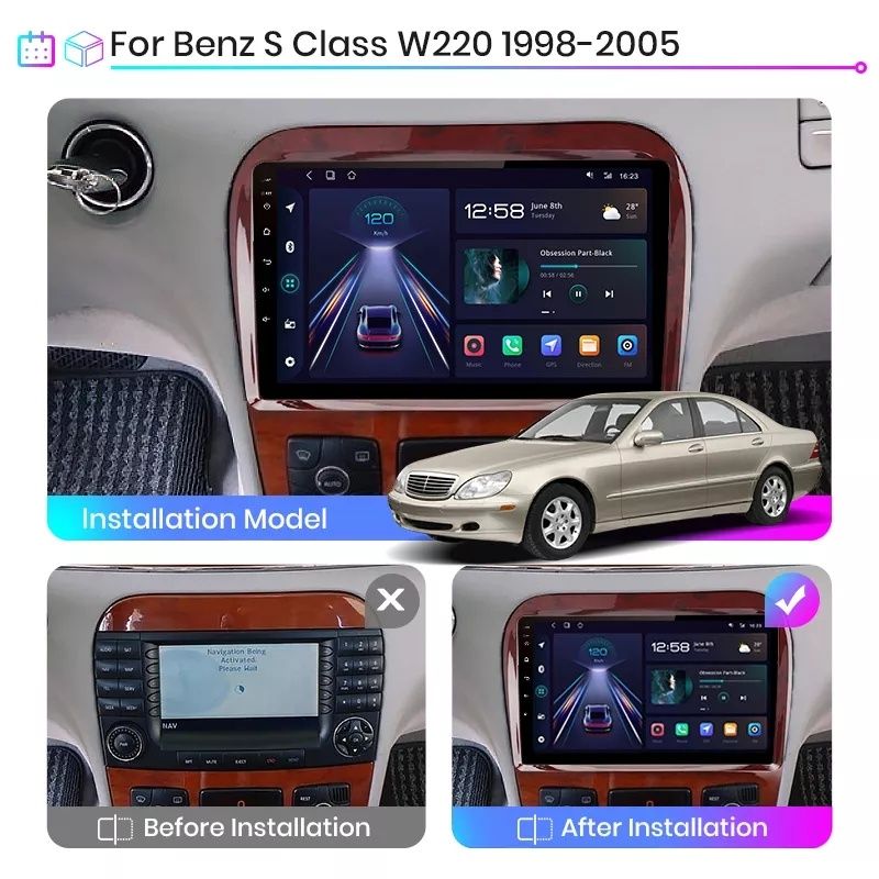 Mercedes 9 инча w220 android мултимедия навигация андроид мерцедес