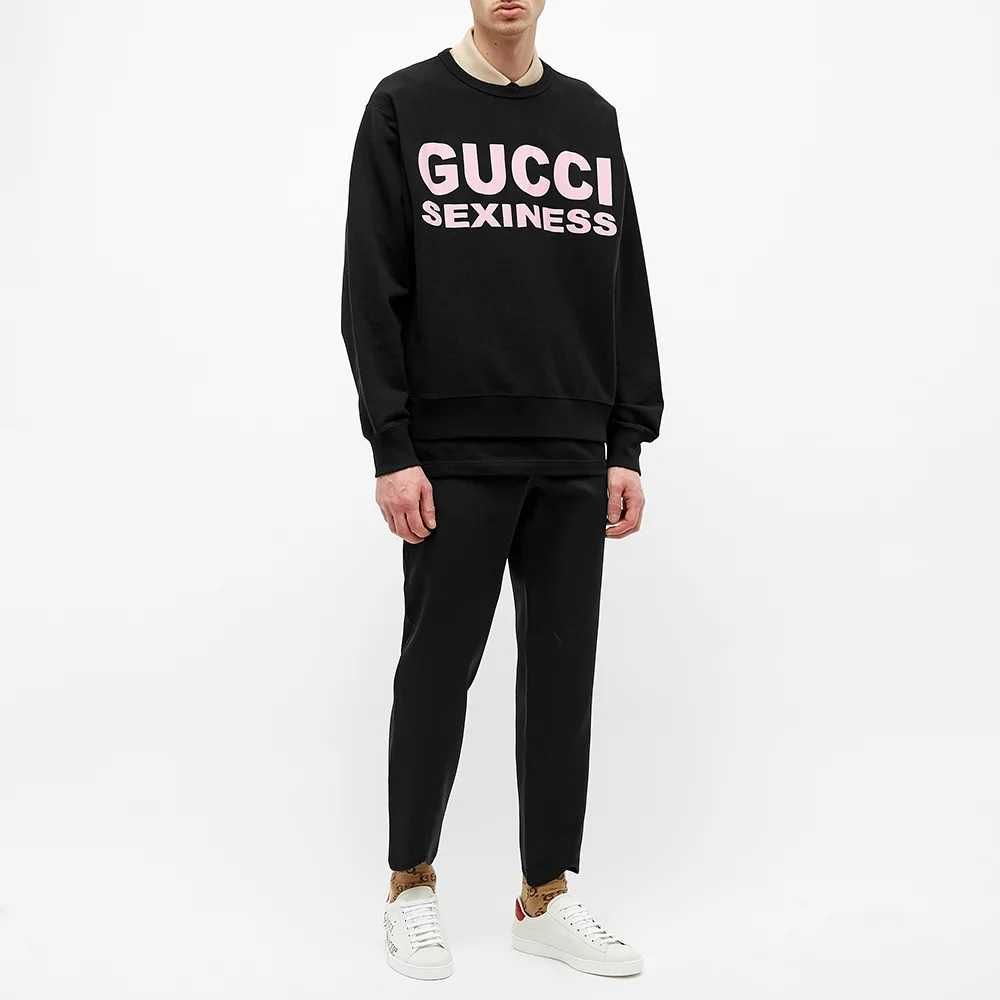 GUCCI Black Sexiness Logo Print Мъжка Блуза тип Пуловер size M