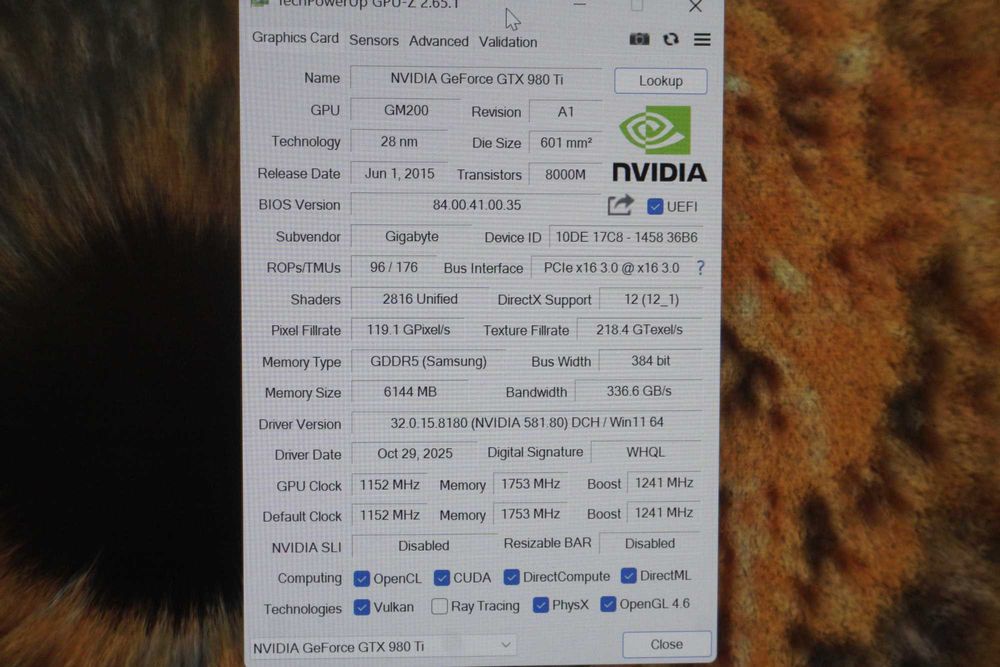 Видеокарта GPU GTX 980 Ti 6GB Gigabyte Windforce / Вкл.ДДС