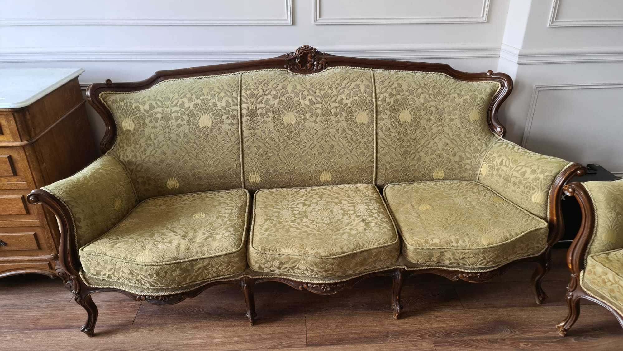Античен бароков комплект гарнитура - диван и две кресла -масивно дърво