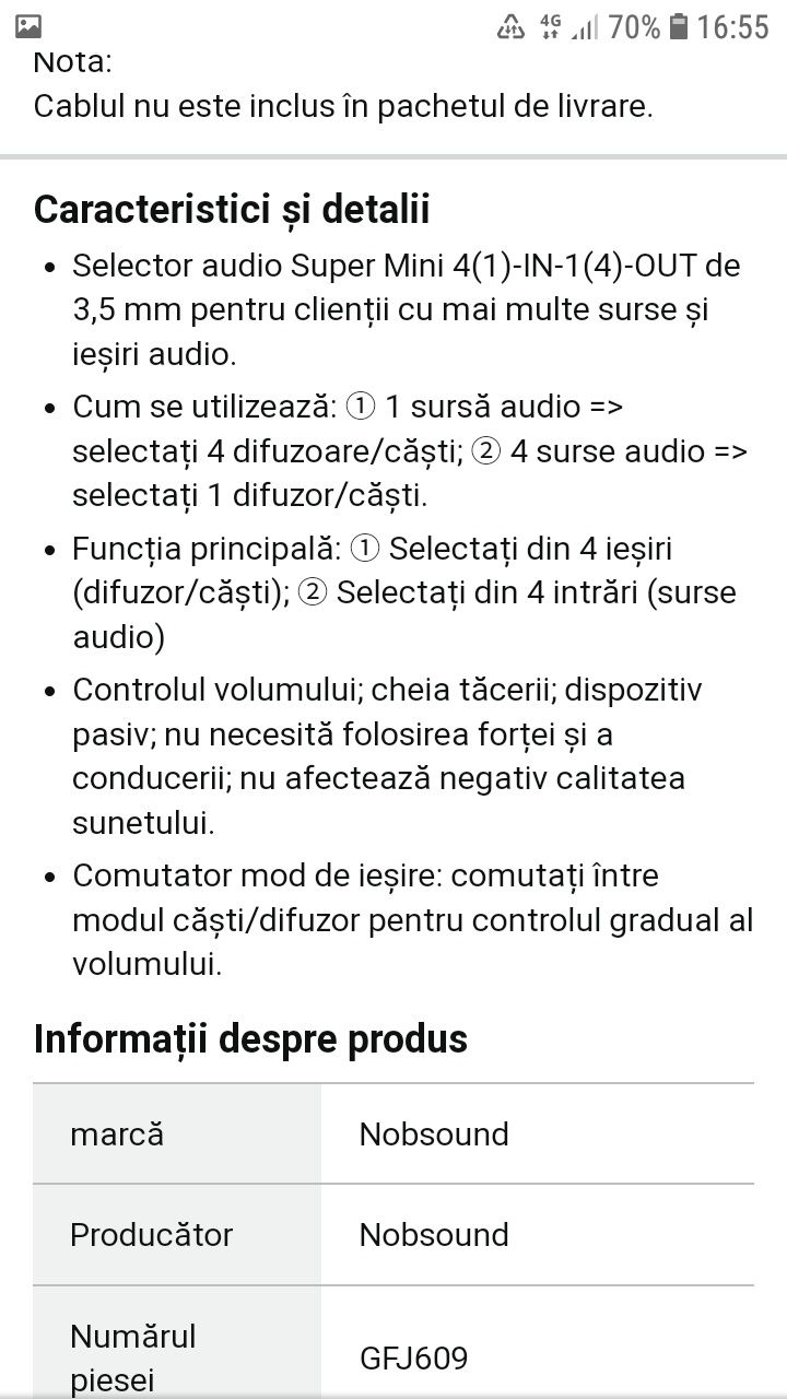 Preamplificator stereo, din telefon