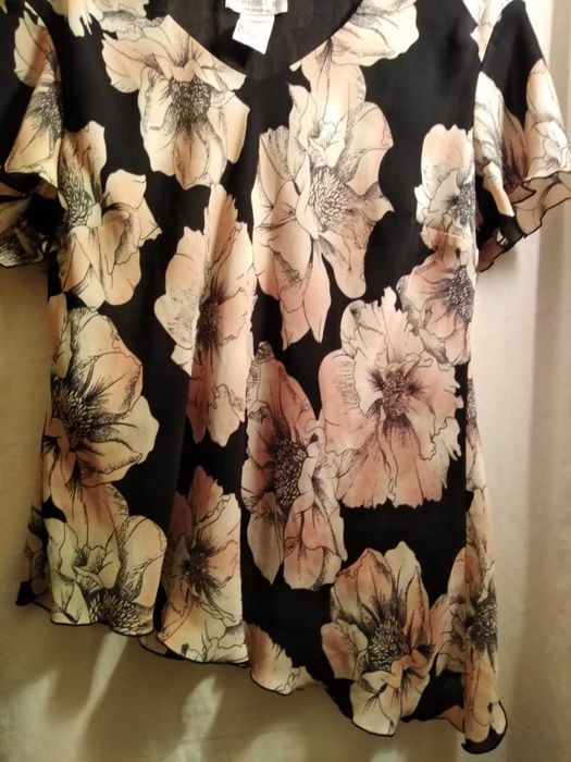 Compleu fusta lila si bluza matase cu model floral