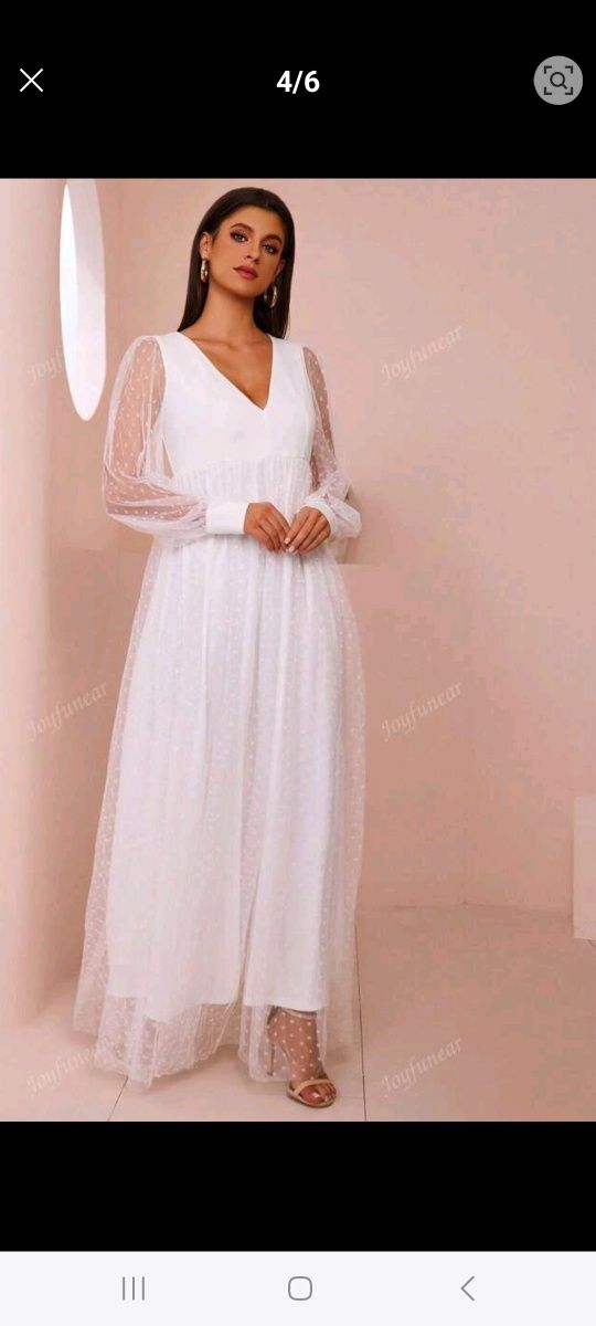 Rochie alba lunga mireasa/cununie botez