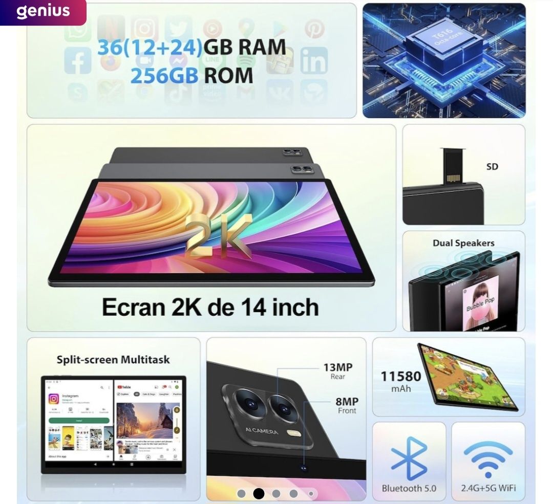 Tableta 14.1" MAGCH, Octa-Core, 36(12+24)GB RAM, 256GB ROM, Android 14
