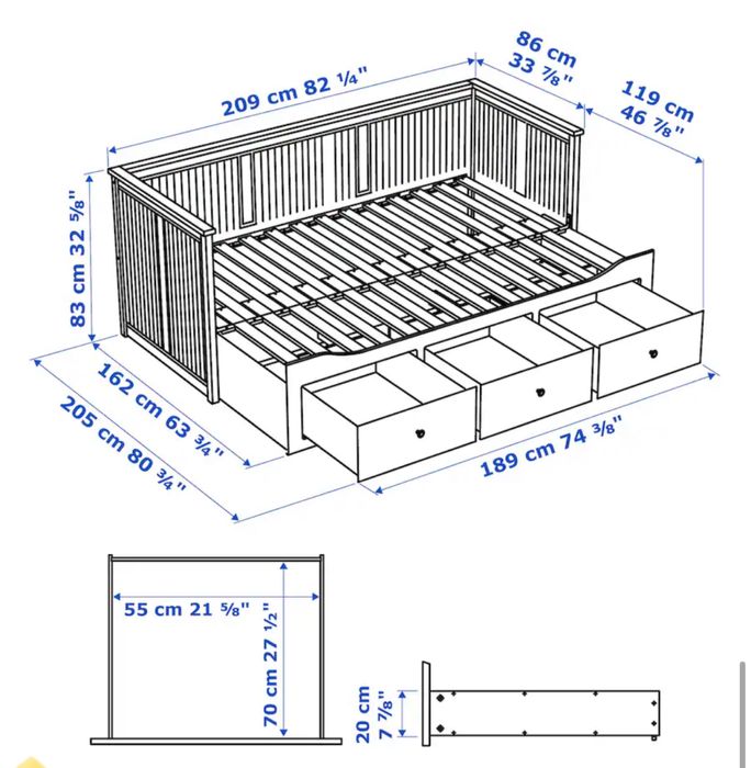 Pat extensibil IKEA 80x200