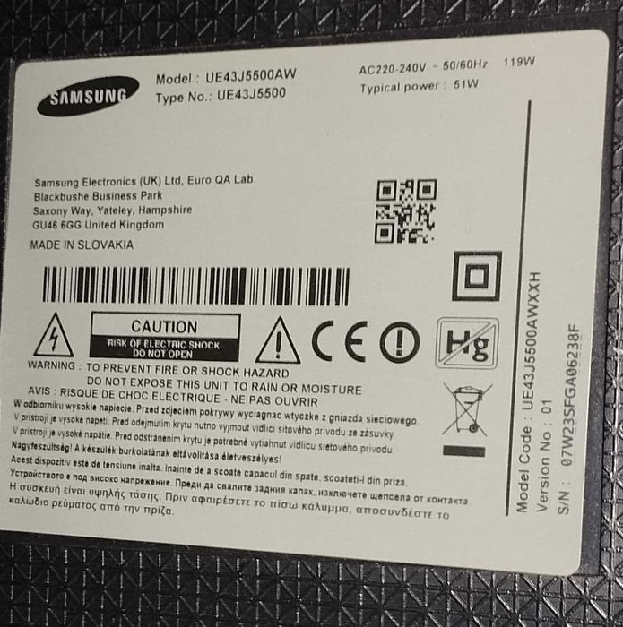 Smart TV Samsung de 43 de inch, model UE43J5500AW, 108 cm diagonala