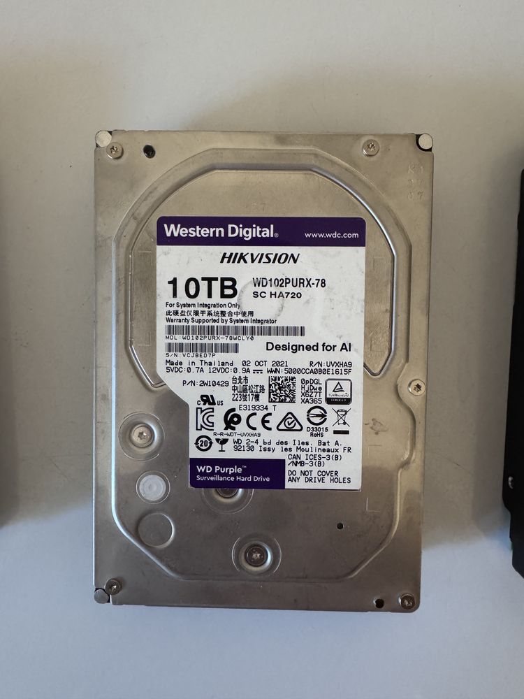 Жесткий диск WD Purple 10TB и Seagate 8TB для видеонаблюдения