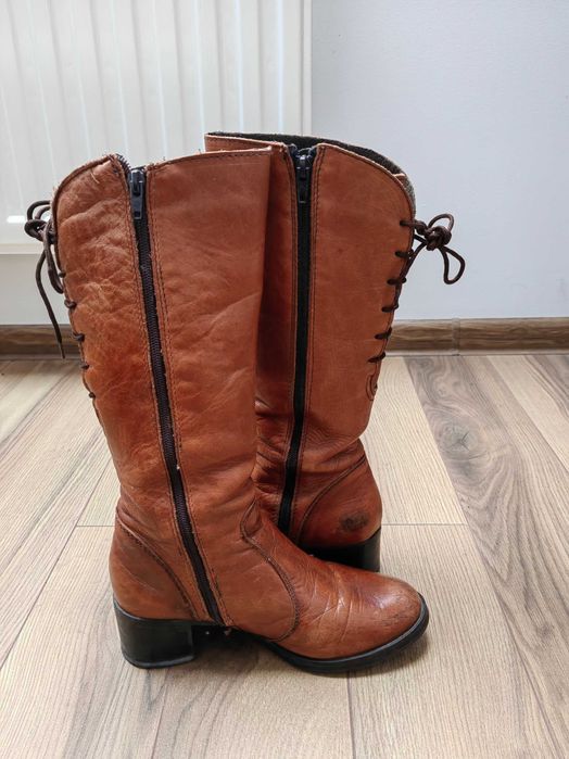 Cizme piele maro femei