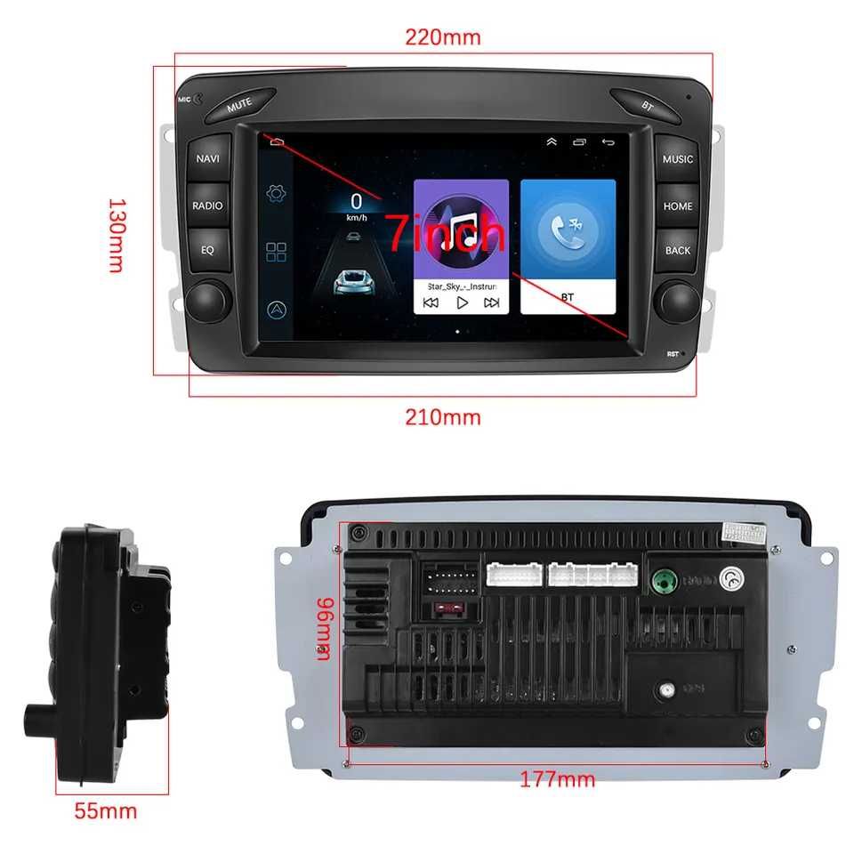 Мултимедия Двоен дин Mercedes C Class W203  Android C220 CLK Навигация