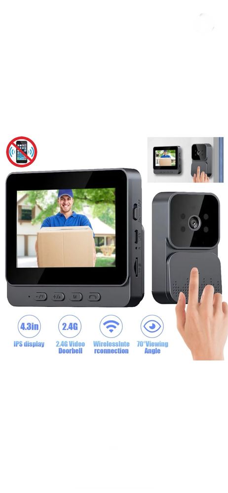 Sonerie cu Ecran,videointerfon. Camera FHD.NOU,Livrare Doar 10 Lei