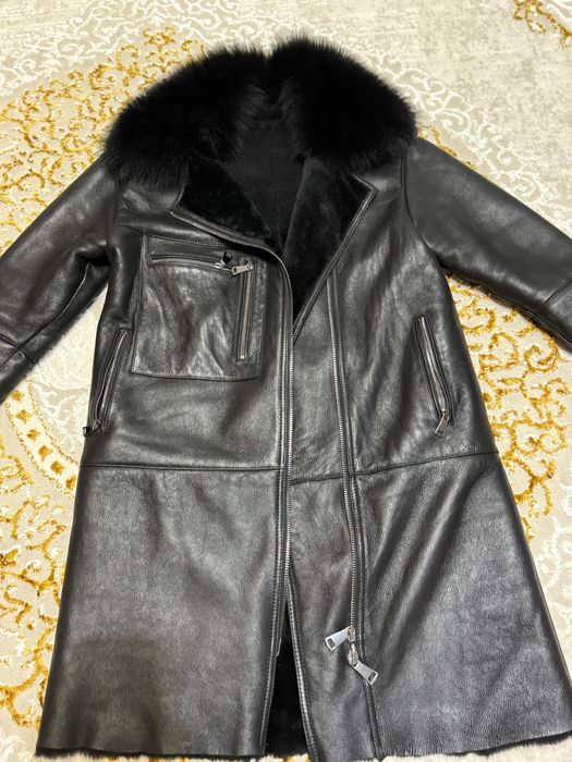 Натуральная кожаная дублёнка с мехом