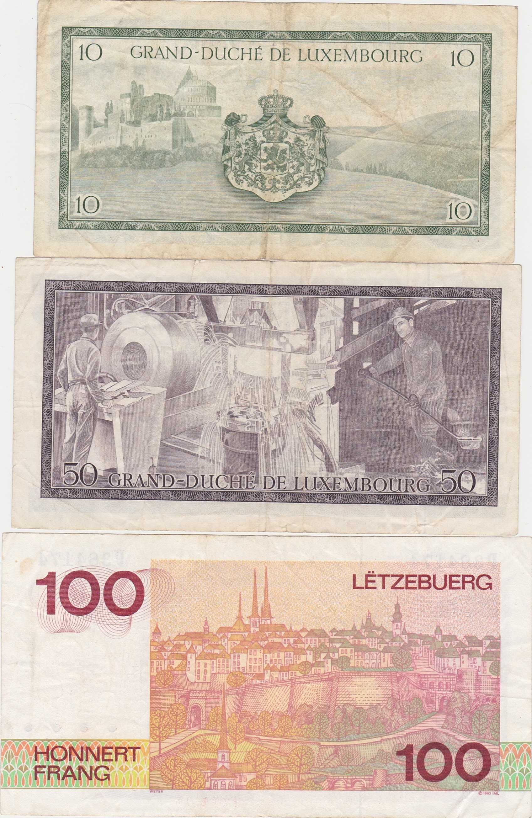 Lot 3 bancnote Luxemburg Luxembourg