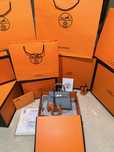 Geanta Hermes Kelly 19cm Light Blue/Piele naturala/Punga/Cutie Hermes