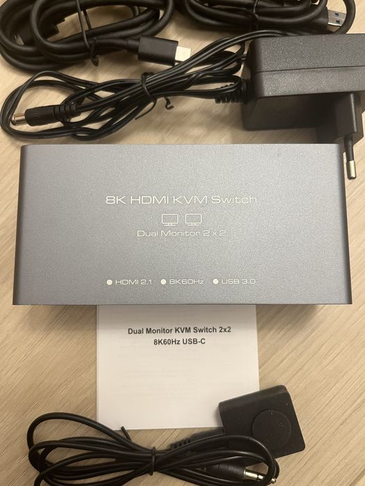 Switch KVM input pentru 2 PC cu 2 sloturi HDMI + USB type C 2 slot out