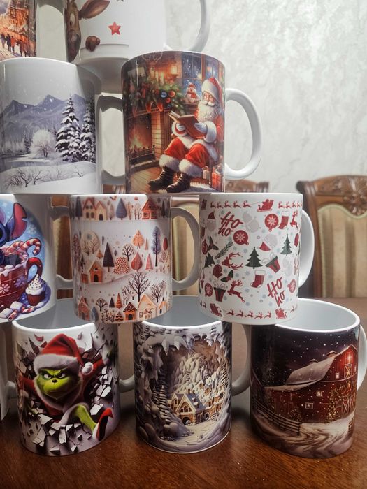 Новогодние кружки с принтом, только оптом от 10шт