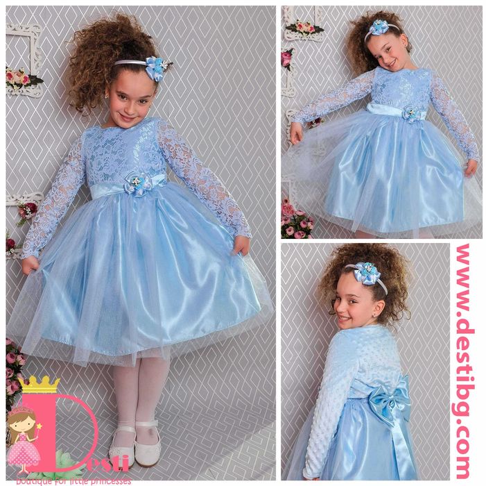 Детски рокли ТЕДИ-МОД туту с дантела,голяма панделка, разл цветове