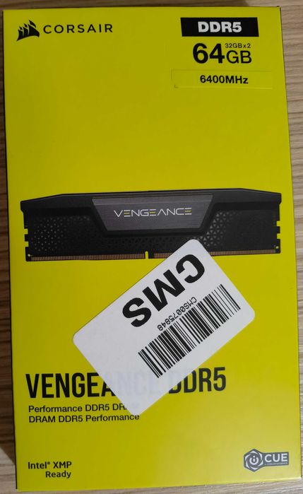 RAM Desktop 64 GB (2x32), DDR 5, Corsair Vengance Black Intel XMP 3.0