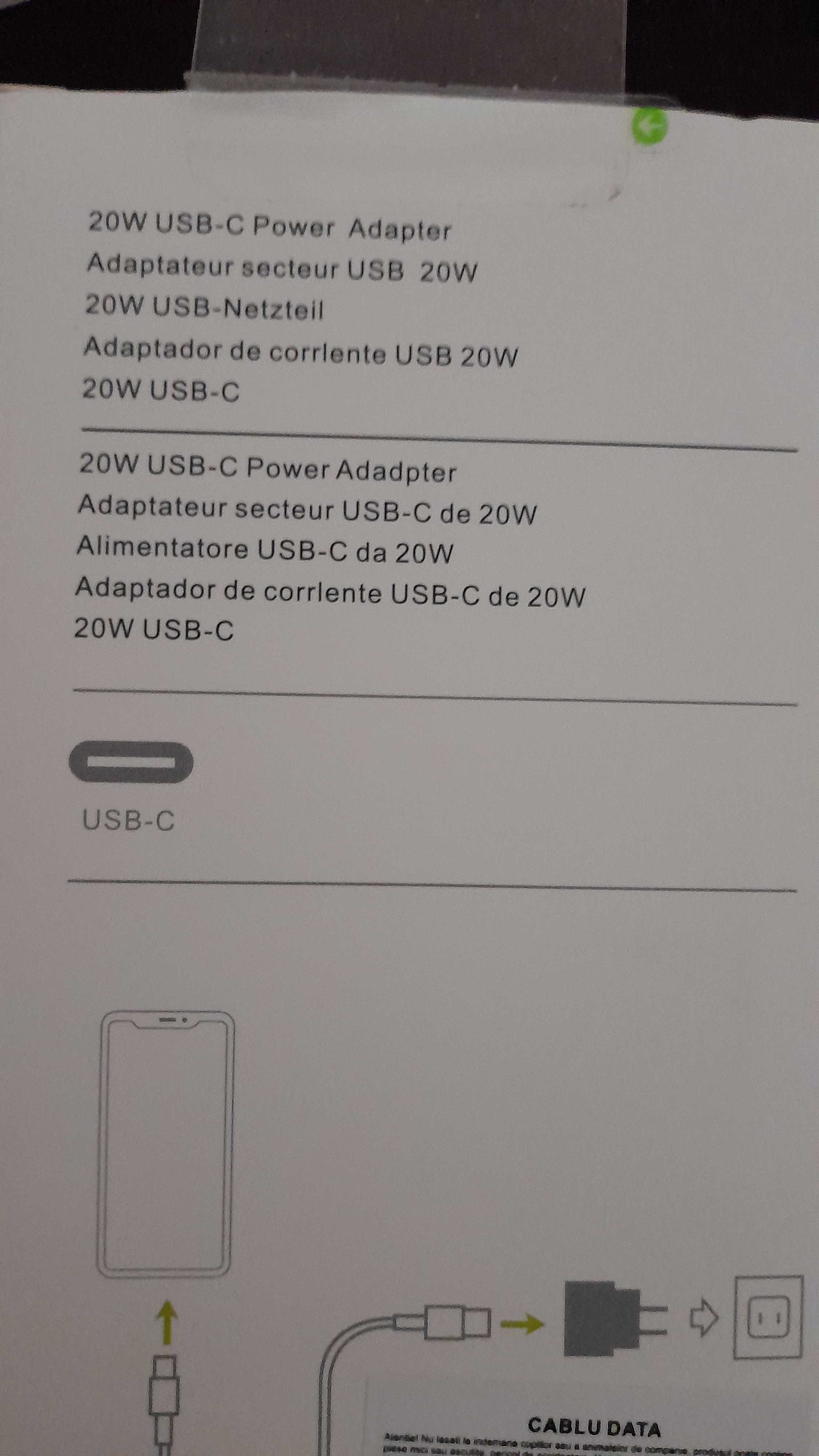 Incarcator fast charge iPhone set adaptor 20w cablu incarcare