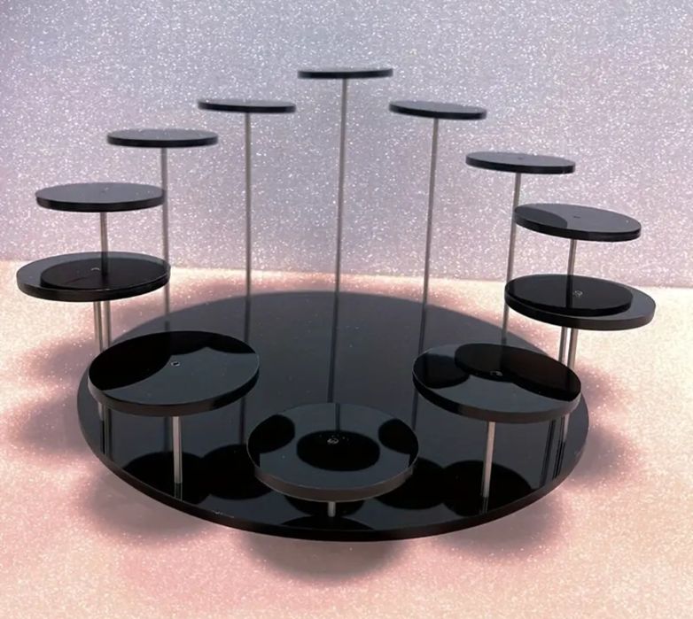 Suport negru pentru prăjituri cu 12 brate