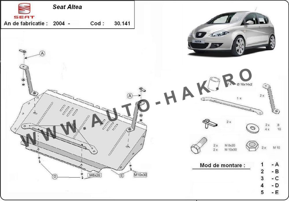 Scut motor metalic Seat Altea 2004-2010- otel 2mm