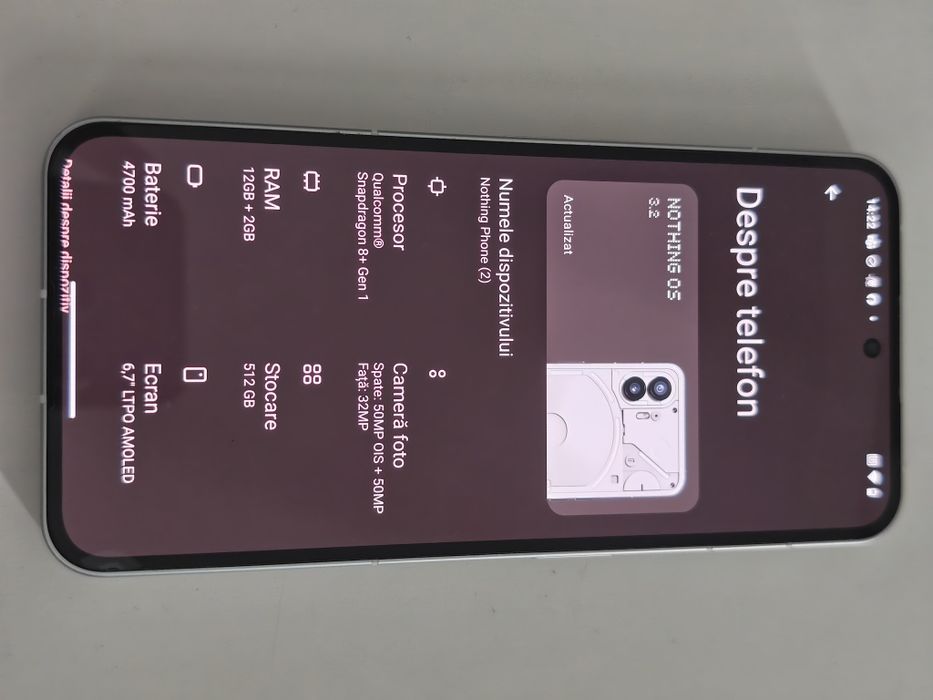 Nothing Phone (2) – 12GB RAM / 512GB, Alb, cutie originală – impecabil
