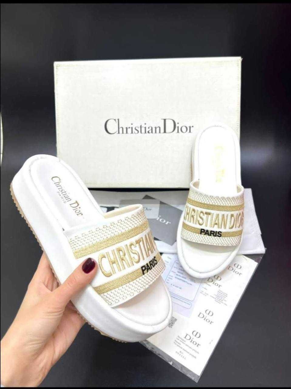 Луксозни дамски чехли на платформа Christian Dior