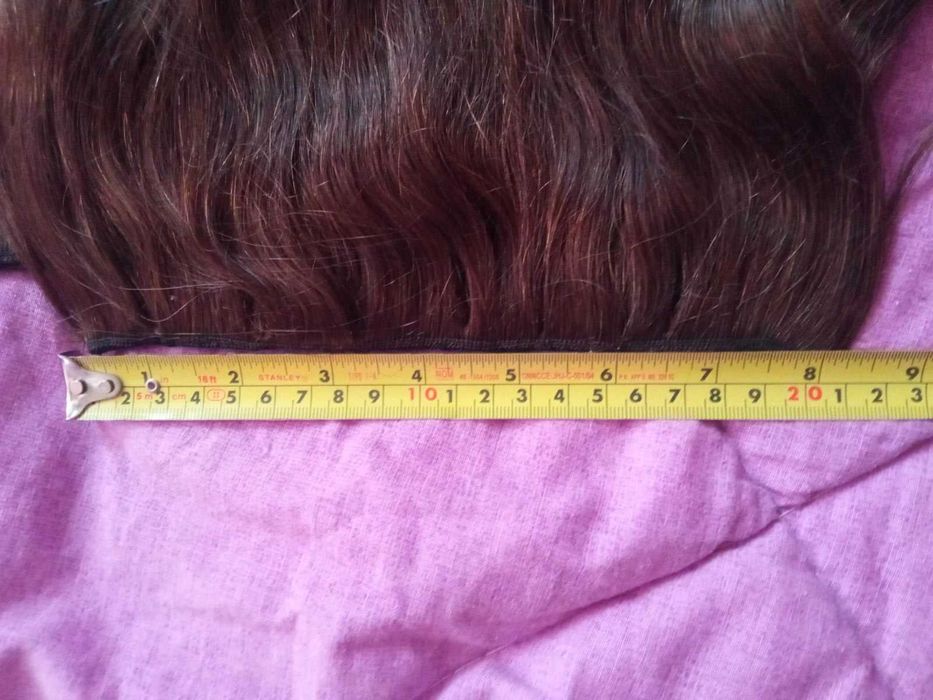 100% естествена коса, на редове, 150г-65см, екстеншъни, тъмно кестеняв