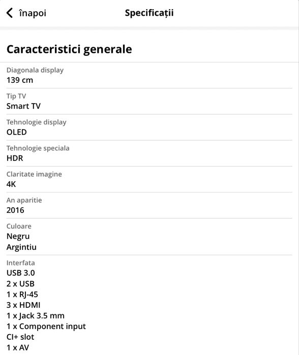 Televizor LG OLED 4K smart 55C6V 139cm ecran curbat