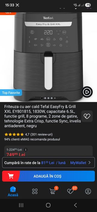 Airfryer Tefal & grill 2 in 1 XXL