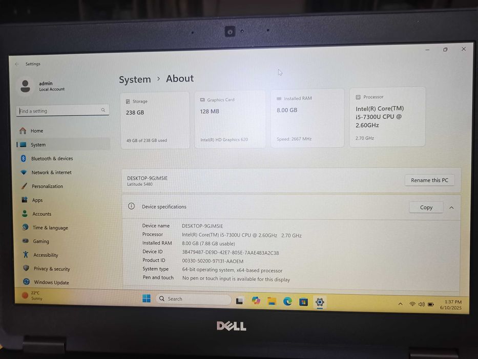 Laptop Dell i5 Latitude 5480