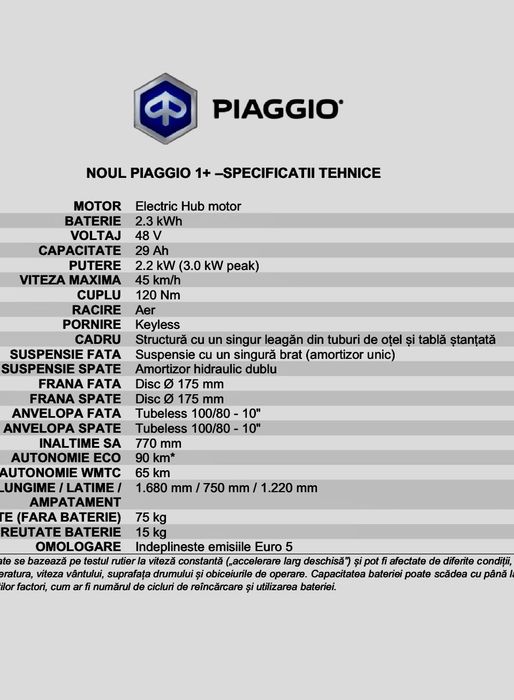 Scuter electric Piaggio