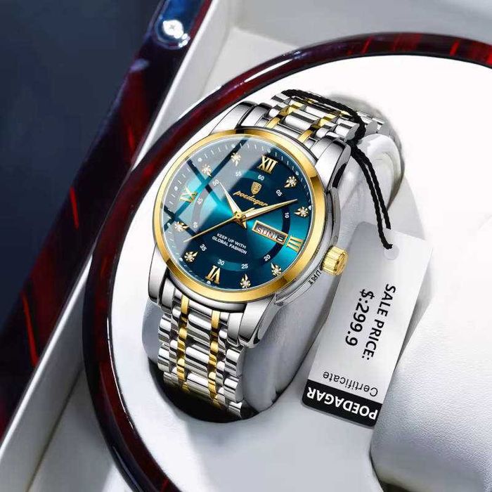 Мъжки часовник POEDAGAR 936 – Луксозен сребърно-златен корпус