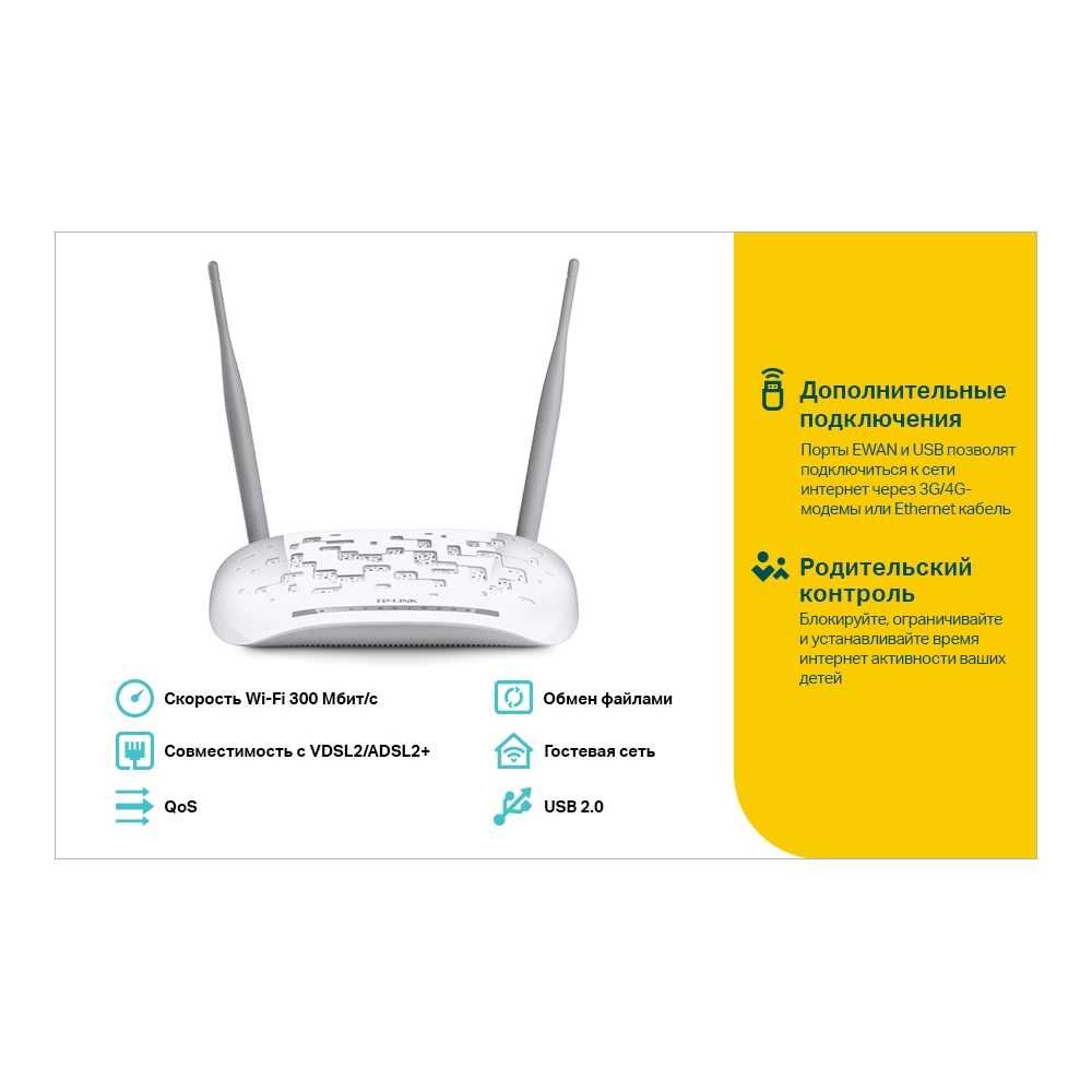 TP-Link TD-W9970 / N300 Wi-Fi роутер с модемом и портом USB