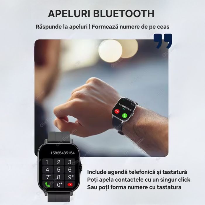 Ceas Smart Premium: apeluri, mesaje, notificări, SOS. Toate funcțiile
