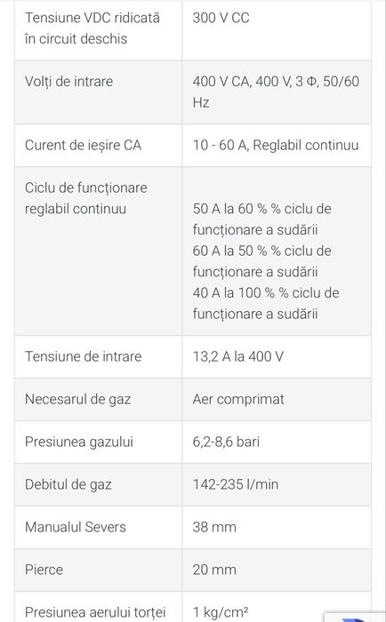Plasma de debitat metale Esab Cutmaster 60i / 60 amperi / 38 mm taiere