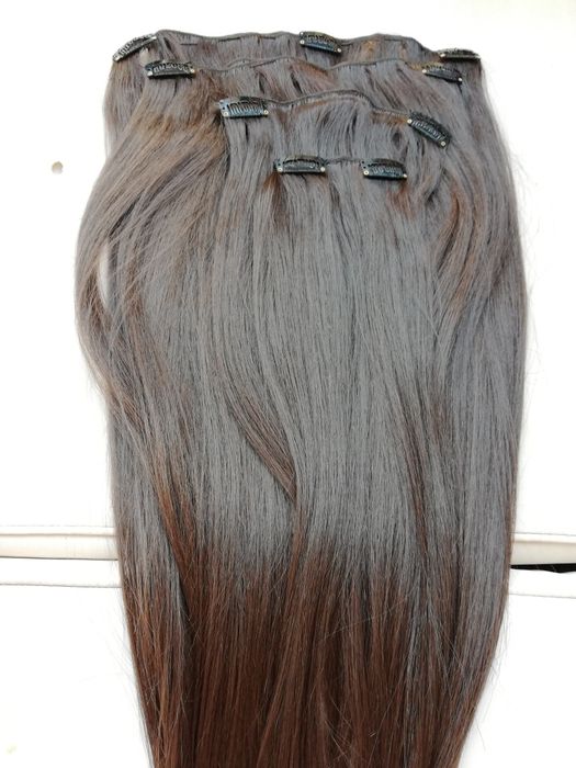 Естествена коса втора ръка 60см кестенява 100гр