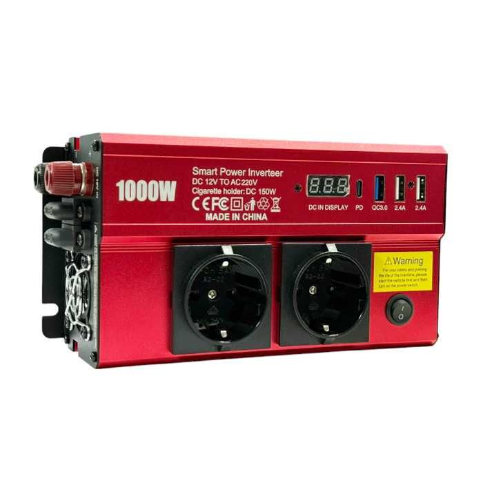 Преобразувател 1000W 12V 220V – Автомобилен инвертор за къмпинг