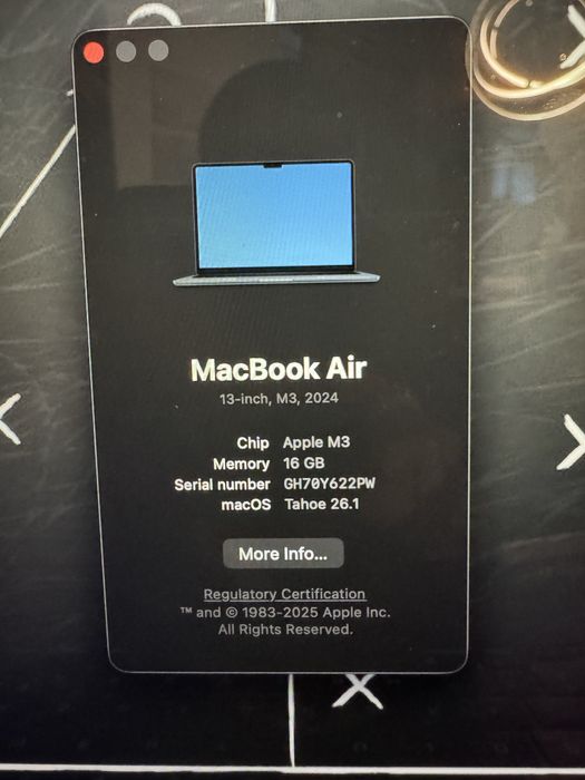 Macbook Air M3 2024г.  16 RAM 512 GB