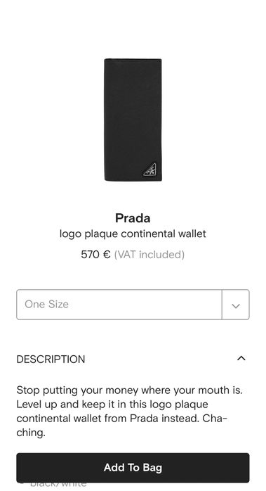 Prada NOU -Saffiano wallet de la 3000 RON la 1300 RON