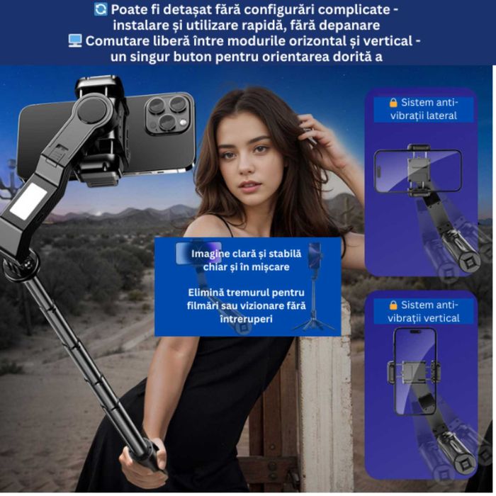Selfie Stick Nexonix® 3-în-1 cu Trepied, stabilizator - extensibil