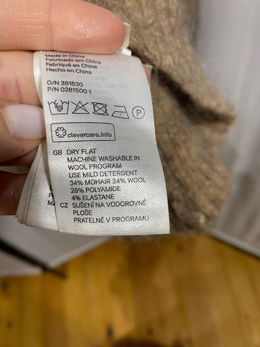 Пуловер от мохерна смес H&M в цвят тъмен камел