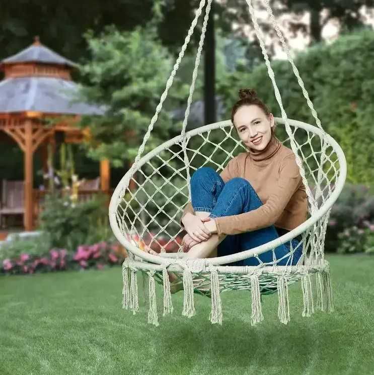 Висяща въжена люлка-хамак, Бежова - Градинска