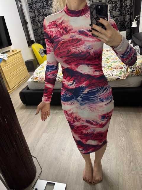Rochie midi, multicolora, supraelastica, masura 38