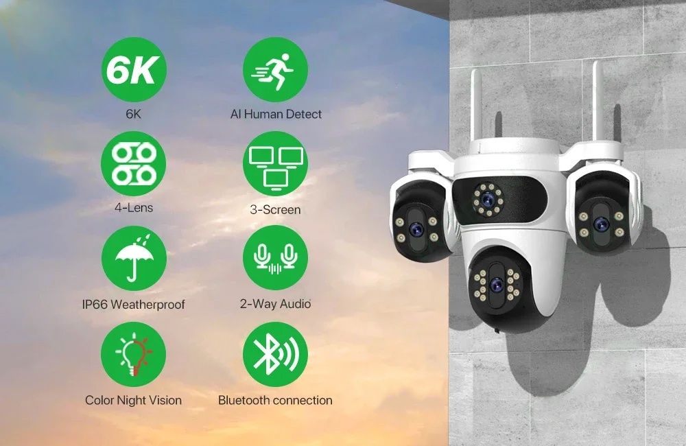 audio IP камера H.265 Wifi 6MP IP camera  HD PTZ auto tracking