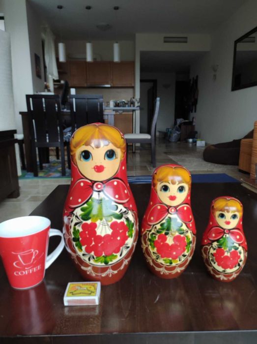 Голяма руска винтидж матрьошка, 27 см, 3 в 1,  СССР